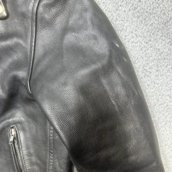 Vintage Raider Jacket Women's 8 Black Genuine Leather Biker Distressed *SPOTS - Picture 10 of 16